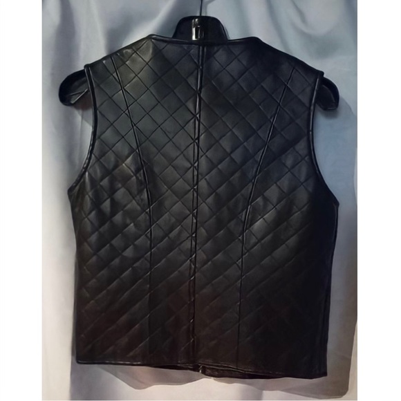 Black Quilted Faux Leather Vest - Picture 3 of 3